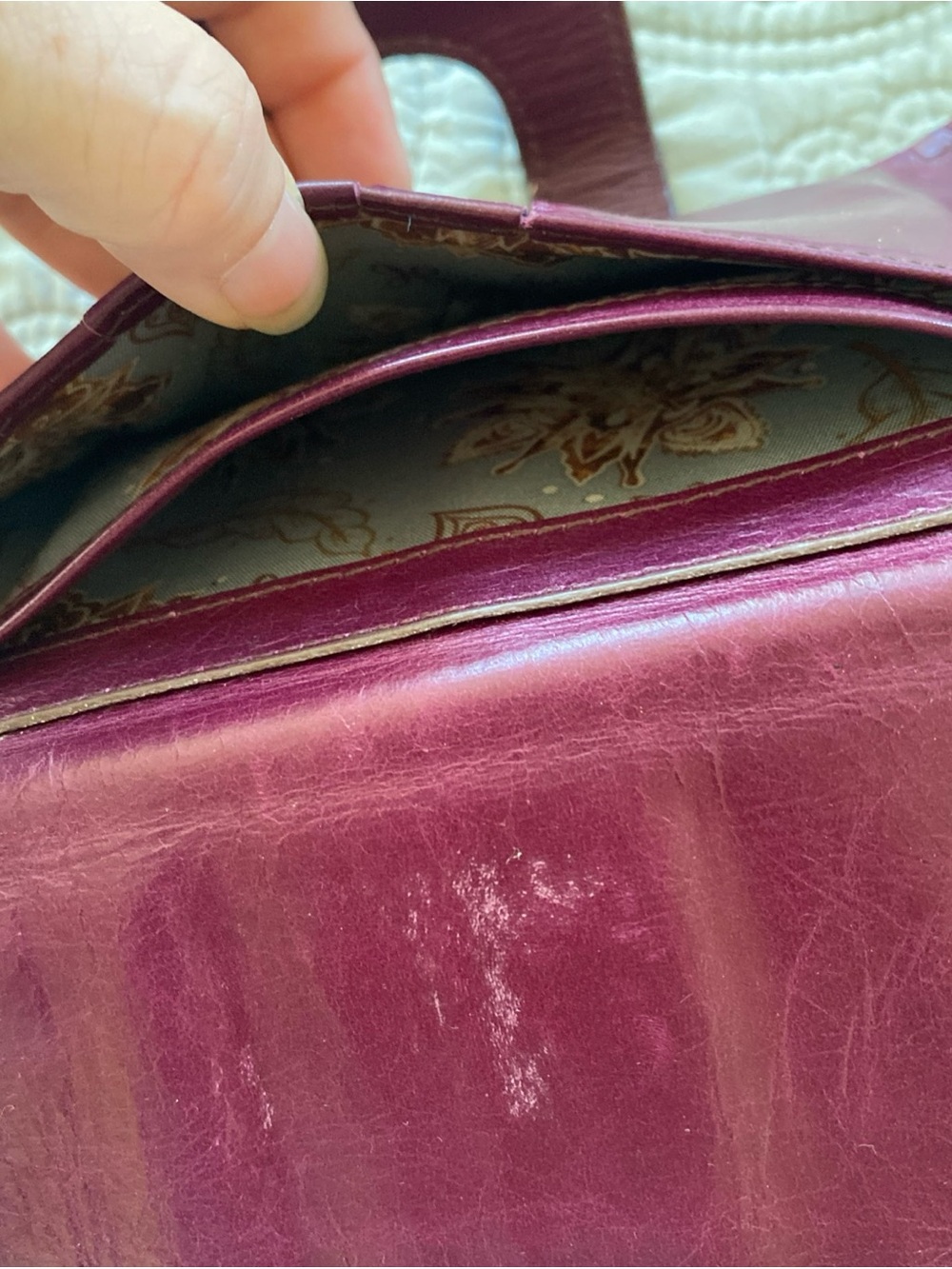 HOBO Nova Plum Purple Leather Wristlet Clutch with Gold-Tone Frame - Picture 15 of 16